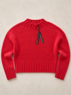 Classic Red Crewneck Sweater with Ribbed Trim